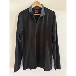Icebreaker Merino 260 Mens XL Black Quarter Zip Base Layer Pullover Thumbholes